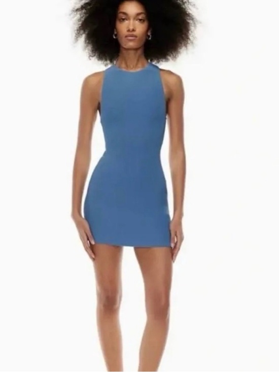 Babaton Dresses & Skirts - Aritzia Babaton Sculpt Knit Racer Dress in Azurian Blue